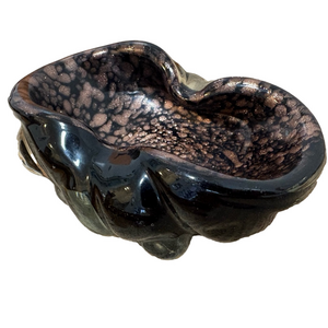 MCM 1960s Murano Art Glass Dish With Gold Flecks